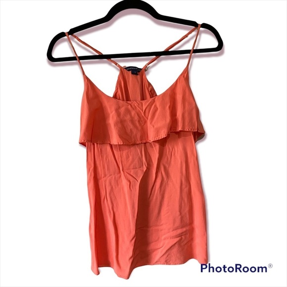 AEO Orange Ruffle tank top - Picture 2 of 8